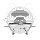 Smoking alien in ufo in space tattoo design idea