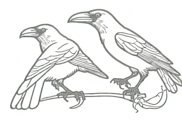 crow eat meat tattoo design idea