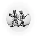 father and his to son's on their way to a football stadium  tattoo design idea