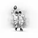 father and his to son's on their way to a football stadium  tattoo design idea