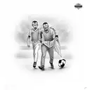 father and his to son's on their way to a football stadium  tattoo design idea