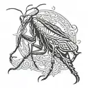 praying Mantis with guns tattoo design idea