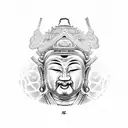 Samurai and Budha and universe tattoo design idea