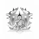 Samurai and Budha and universe tattoo design idea