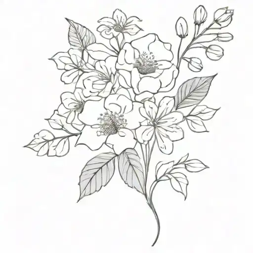 birth flower bouquet November & October birth flower tattoo design idea