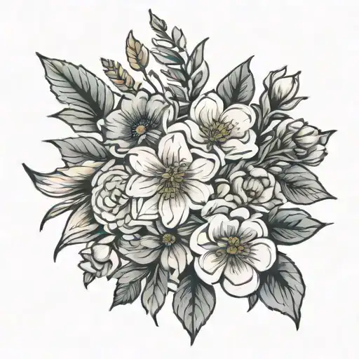 birth flower bouquet November & October birth flower tattoo design idea