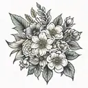 birth flower bouquet November & October birth flower tattoo design idea