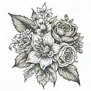 birth flower bouquet November & October birth flower tattoo design idea