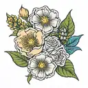 birth flower bouquet November & October birth flower tattoo design idea
