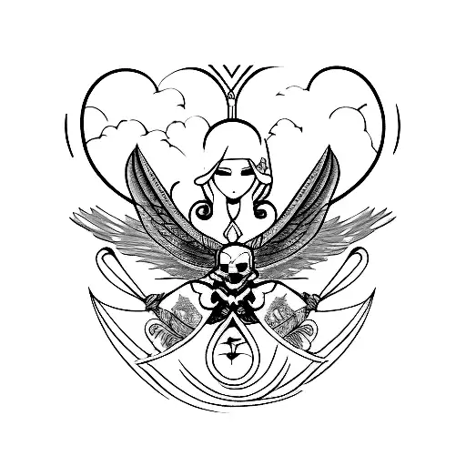 angel with the no emotion  tattoo design idea