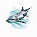 shark and scuba divers tattoo design idea