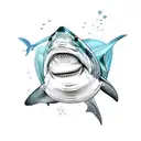 shark and scuba divers tattoo design idea