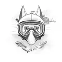 scuba divers with sharks tattoo design idea