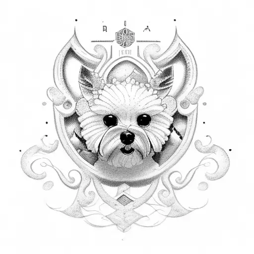 Tatuaje de huella de bichon maltes, con fecha del 2/11/2023 tattoo design idea