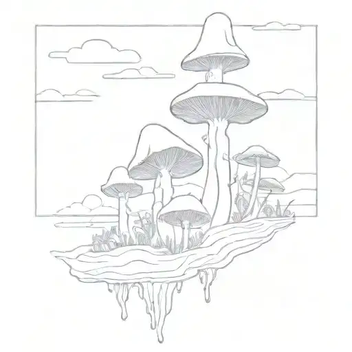 magic mushrooms growing tattoo design idea