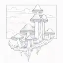 magic mushrooms growing tattoo design idea