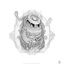 monster with background shading tattoo design idea