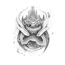 monster with background shading tattoo design idea