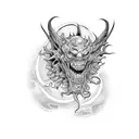 monster with background shading tattoo design idea