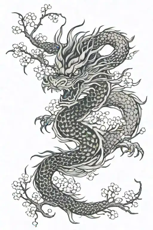 plum blossom and one Chinese dragon tattoo design idea