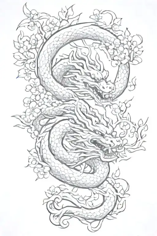 plum blossom and Chinese dragon tattoo design idea