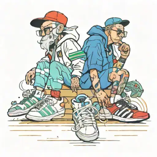 Cartoon characters wearing adidas tattoo design idea