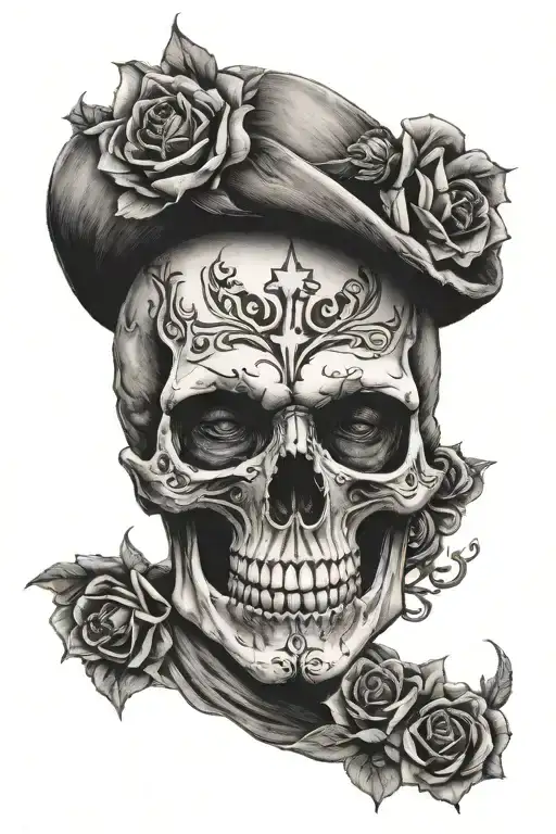 skull face tattoo design idea