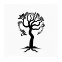 ficus tree with earth element  tattoo design idea