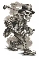 skeleton playing golf tattoo design idea