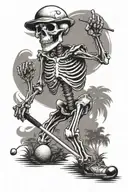 skeleton playing golf tattoo design idea