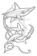 US Navy anchor with single diver and shark swimming tattoo design idea