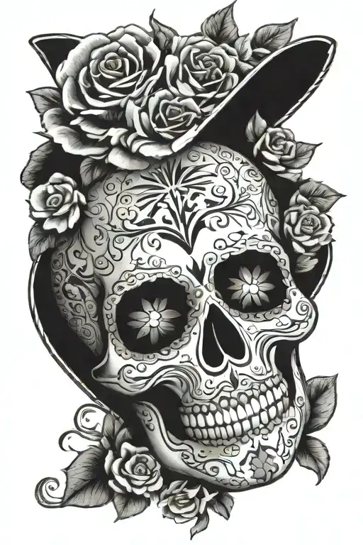 day of the dead skull face paint tattoo design idea