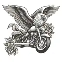 Harley Davidson logo and rose and eagle tattoo design idea