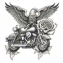 Harley Davidson logo and rose and eagle tattoo design idea