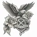 Harley Davidson logo and rose and eagle tattoo design idea