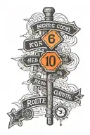 route sign inside tattoo design idea