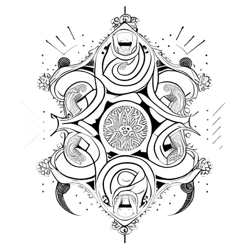 A father and two sons silhouette tattoo, with intricate details and patterns within the silhouettes to represent the unique bond between each family member tattoo design idea