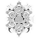 A father and two sons silhouette tattoo, with intricate details and patterns within the silhouettes to represent the unique bond between each family member tattoo design idea