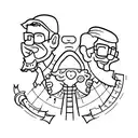 A father and two sons silhouette tattoo, with intricate details and patterns within the silhouettes to represent the unique bond between each family member tattoo design idea