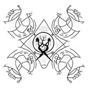 A father and two sons silhouette tattoo, with intricate details and patterns within the silhouettes to represent the unique bond between each family member tattoo design idea