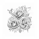 A bouquet of violets and primrose intertwined with delicate vines tattoo design idea