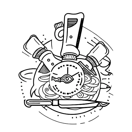 Culinary inspired sleeve with chef knife tattoo design idea