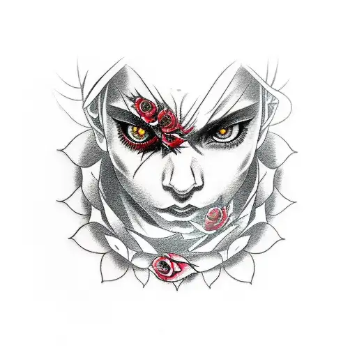 sharingan with roses  tattoo design idea