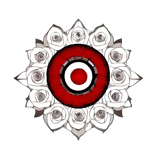 sharingan with roses  tattoo design idea