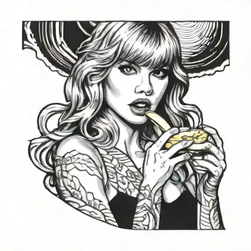 taylor swift eating a banana tattoo design idea