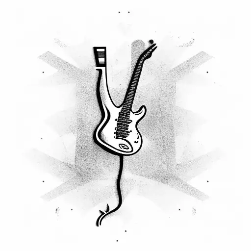 electric guitar symbol on fire with the letter V incorporated  tattoo design idea