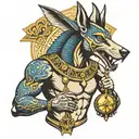 Anubis holding scales tattoo design idea