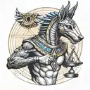 Anubis holding scales tattoo design idea