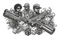 "vallejo", dice, bridge, gun, mac dre tattoo design idea