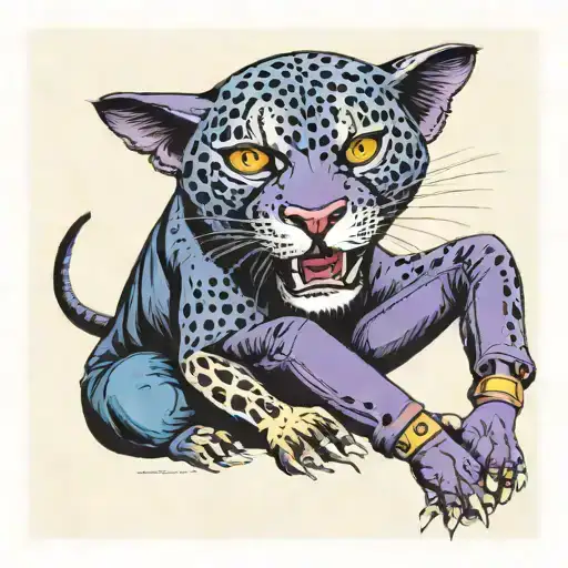 1.Black,blue,purple.2. sports chic clothing.3. leather.4. jeans, knitwear. 5. Panther tattoo design idea